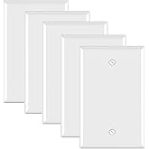 ELEGRP 1-Gang Blank Device Wall Plates, Mid-Size 4.88" H x 3.13" L Unbreakable Thermoplastic Blank Faceplate Cover for Unused Outlets/Switches, UL Listed (5 Pack, Glossy White)