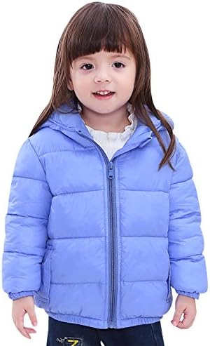 SLUBY Toddlers Down Jacket Winter Outwear Hooded Puffer Padding Coat Boys Girls Sky Blue 6Y 130cm