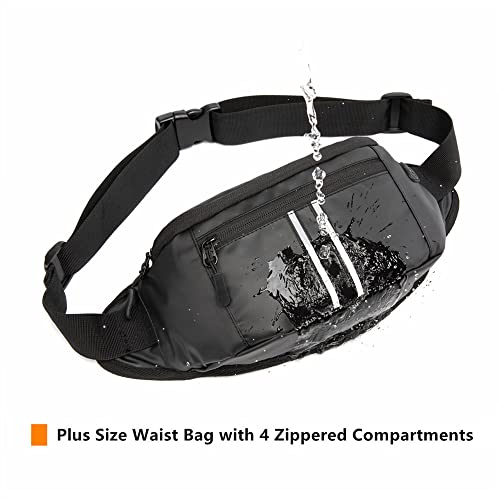 Bauchtasche Gürteltasche für Damen und Herren Hüfttasche Outdoor Groß Handytasche Sport Wasserdicht Laufgürtel Umhängetasche Geldgürtel Verschenken Sie EIN Kreditkartenetui (Schwarz-Wasserdicht)