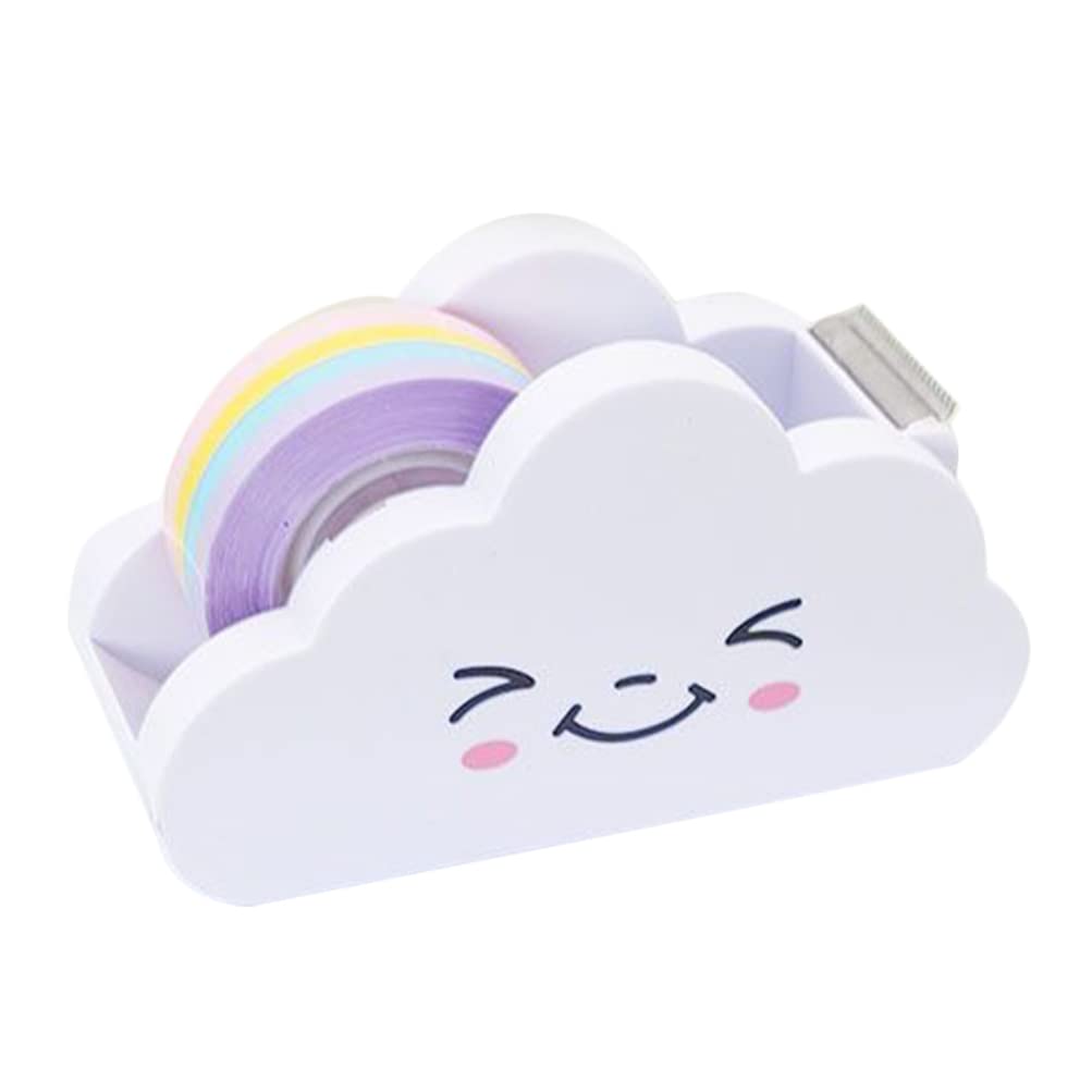 STOBOK Desktop Tape Dispenser with Rainbow Tape Creative Washi Cloud Dispenser Roll Holder for Kids School Office Stationery Supplies