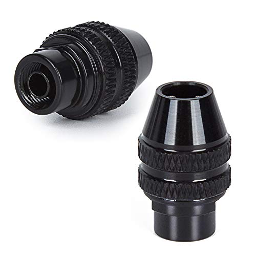 10pcs 1/8" Double Cut Tungsten Carbide Rotary Files Diamond Burrs Set + 1pcs Quick Change Keyless Chuck, Fits Dremel Rotary Tool for Grinder Drill, DIY Wooden Carving, Metal Polishing, Engraving
