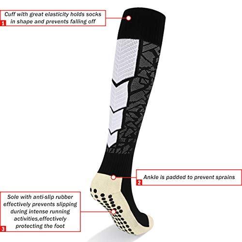 image for YUEDGE 2 Pairs Men's Anti-slip Football Compression Sock Deodorant Cus