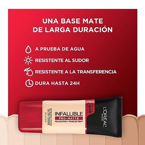 L'Oreal Paris Cosmetics Makeup Infallible Pro-Matte Liquid Longwear Foundation, Natural Beige, 1 fl oz.