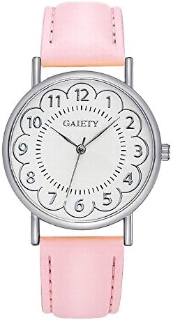 Gaiety Analog Quartz Leather Band Watches for Girls Arabic Numerals Silver Tone G057