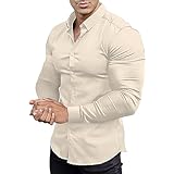 EOUOSS Men's Muscle Fit Dress Shirts Athletic Slim Fit Long Sleeve Stretch  Casual Button Down Shirt, White, M price in UAE | Amazon UAE | kanbkam