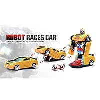 INCHOI Robot Races car Battery Operated Bump and Go Transforming Toys for Kids -Auto Transforming Auto Robots Action Figure and Toy Vehicles - Realistic Engine Sounds & Beautiful Flash Lights