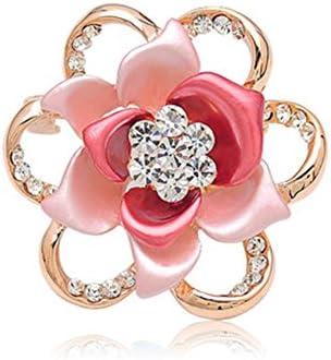 Fajewellery Bouquet Red Tulip Flower Shape Gold Plated Reindeer Animal Christmas Brooch Pin for Women