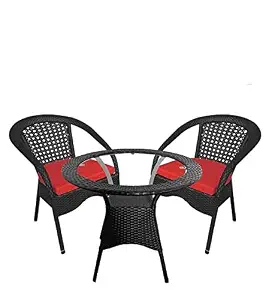 Aeron D-8|Indoor |Outdoor |Living Room| Balcony| Garden| Chair Table Set 2+1 (2 Chair + 1 Table)| Furniture Set| Coffee Chair Table Set| Powder Coated| (2+1, Brown red)