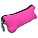 BCP Portable Washable Travel Cutlery Kit Neoprene Case-Bone Style Tableware Bag with Zipper-Hot Pink Color