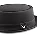 THE HAT DEPOT Black Horn Cotton Plain Porkpie Hat (Medium, Black)