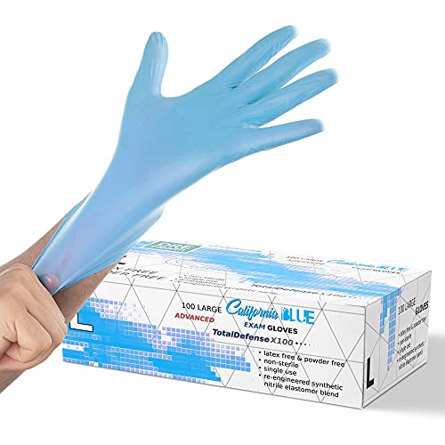 Synthetic Nitrile Blue Disposable Gloves Large 100 PK No Latex Medical