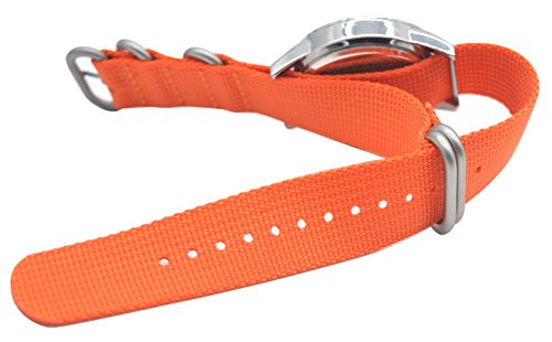 ArtStyle Watch Band with 1.5mm Thickness Quality Nylon Strap and Heavy Duty Brushed Buckle (Orange, 24mm)