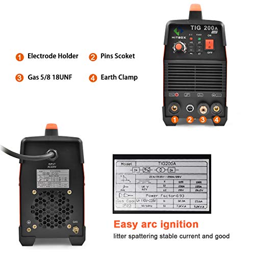 HITBOX TIG Welder 200A Dual Volt 110 220V IGBT TIG Stick 2 in 1 Combo Portable High Frequency