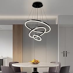 Viruhaka Modern LED Pendant Light, Black Circular