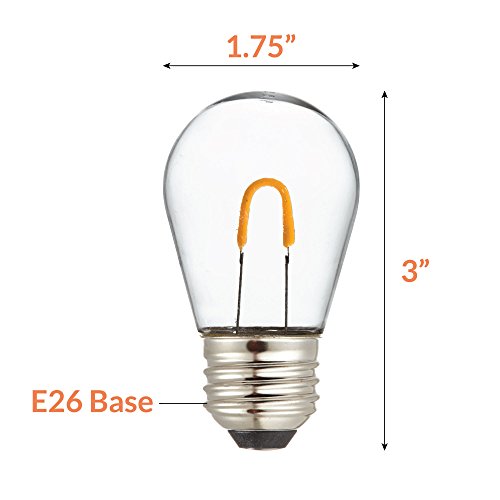 Newhouse Lighting 1-Watt S14 LED Bulb with Curved Filament for Outdoor String Lights, 18-Pack