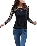 ZANZEA Women Lace Slim Sheer Long Sleeve Slim Fit Chiffon Tops Blouse Shirt