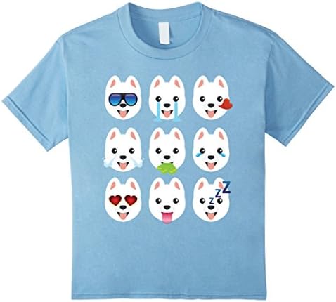 Kids Nine Emoji Pomeranian Dog Face Funny T-Shirt Gift 10 Baby Blue