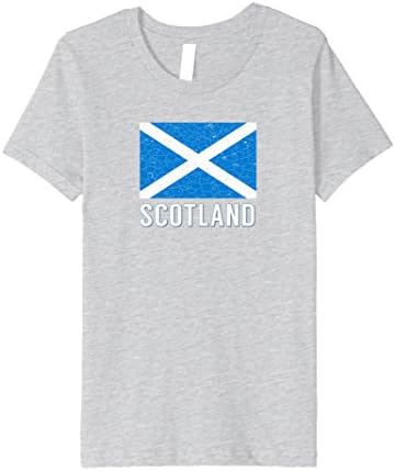 Kids Vintage style Scotland Flag Shirt | Scottish Saltire Premium 12 Heather Grey