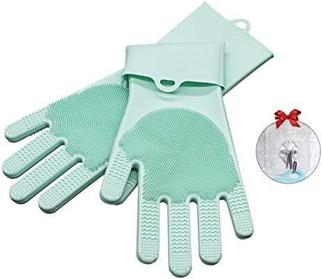 Double-Sided Magic Silicone Scrubbing Gloves with Scrubber Reusable Dishwashing Gloves Cleaning Brush for Dish Washing, Cooking, Kitchen & Household Cleaning, Pets Cleaning & Car Clean