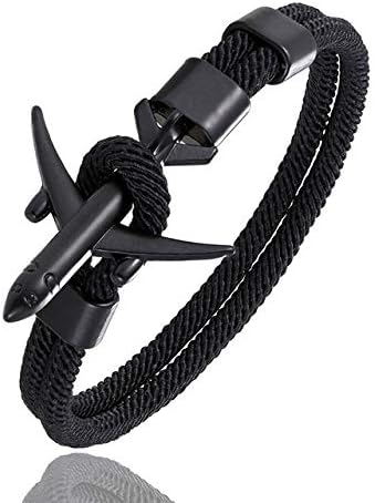 Men's bracelet Fashion Airplane Anchor Bracelets Men Charm Rope Chain Bracelet Male Women Air Force Style Wrap Sport Hook