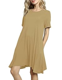 Afibi Bolsillos sueltos de manga corta para mujer vestidos casual