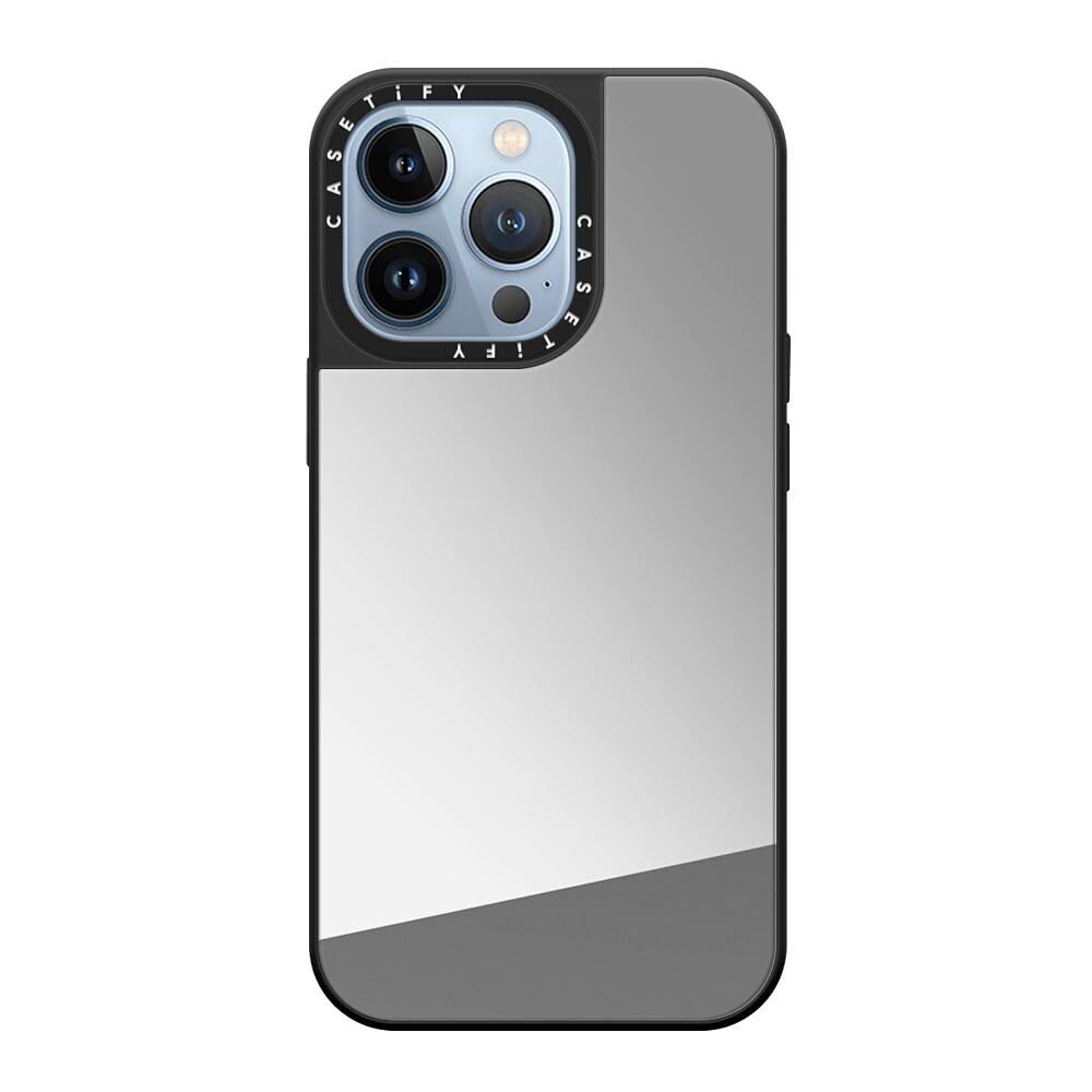CASETiFY Mirror iPhone 13 Pro Case [Reflective / 4.9ft Drop Protection/Compatible with Magsafe] - Silver On Black