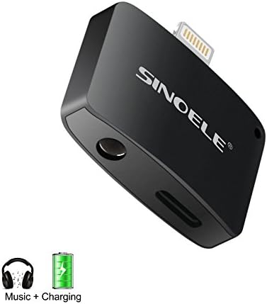 [Support iOS 10.2.1] SINOELE 2 in 1 Charging and Listening iPhone7/7Plus adapter ,lightning to 3.5 mm headphone jack adapter,No Calling Function and Music Control (Black)