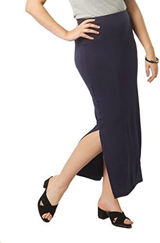 ADJOINT Women's Plus Size Maxi Skirt Side Split Basic Elegant Soft Knit Jersey skirt