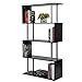 HOMCOM Modern S-Shaped 5 Tier Room Dividing Bookcase Wooden Storage Display Stand Shelf - Black