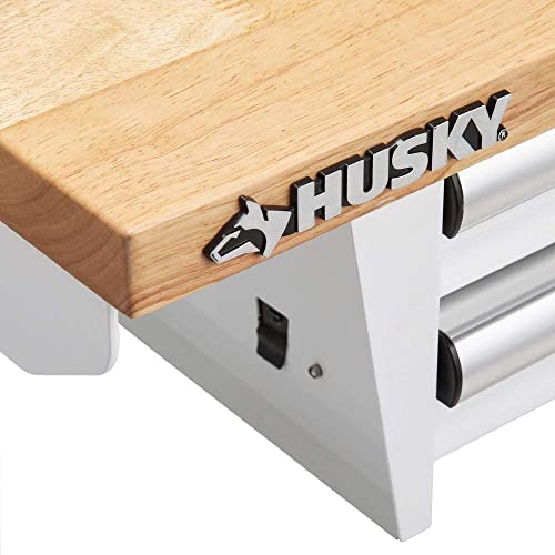 Husky 52 in. Adjustable Height Work Table with 2Drawers in White