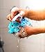 3 Pack - Luxury Body Wash Sponges - Exfoliating Shower Puffs for Sensitive Skin with a Nice Convenient Packaging for Storing loofahs - Perfect Gift, Light Blue