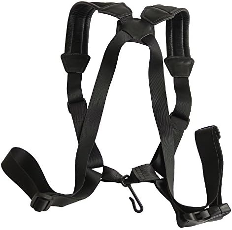 Xinlink Professional Saxophone Strap Black PU Leather with Open Metal Hook Fully Adjustable for Alto Tenor Soprano Bariton Sax Shoulder Harness