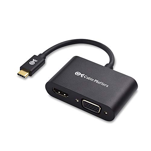 Cable Matters Aluminum USB C to HDMI VGA Adapter for Surface Pro 7, MacBook Pro, Dell XPS 13, and More - Thunderbolt 3 Port Compatible