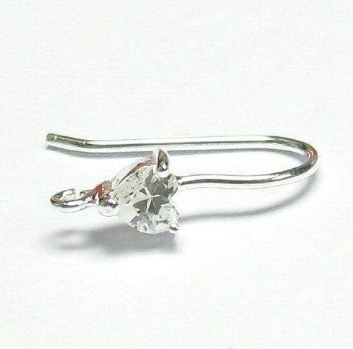 2 pcs .925 Sterling Silver Ear Wire Earring French Hook With Cz Crystal Dangle Earring Connector/Findings/Bright