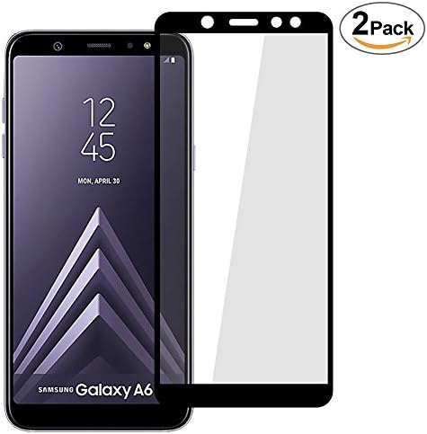 2pack Galaxy A6 Screen Protector, [2.5D Full Screen Coverage] [HD Clear] [Easy Installation] [Anti-Fingerprint] [Bubble Free] 9H Hardness Tempered Glass Screen Protector for Samsung Galaxy A6 (Black)