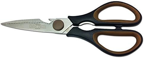 livin' delux Kitchen Scissors The Most Elegant Multi Purpose Soft Grip Heavy Duty Stainless Steel Shears With Magnetic Storage Case (Black)