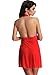Amoretu Women's Red Sheer Mesh Halter Babydolls Lingerie