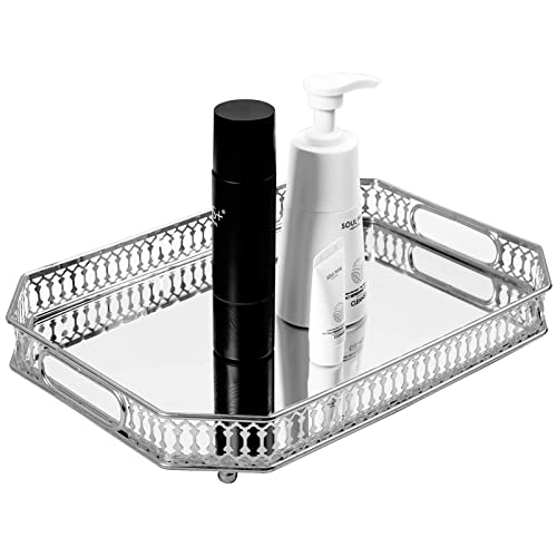 YIVIYAR Mirror Tray Silver Tray Big Tray Decor Perfume Tray, Bathroom