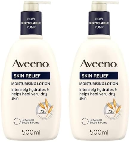Aveeno Skin Relief Moisturising Lotion 2x500ml Very Dry Skin Unscented
