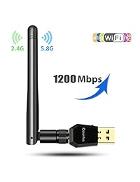 Adaptador WiFi USB inalámbrico carantee ac1200mbps Dongle WiFi de doble banda (2.4G 300Mbps + 5G 867mbps), 802.11 ac v para computadora de sobremesa portátil PC, compatible con Win 10 8,1 8 7 Vista XP 2000 Mac OS Linux