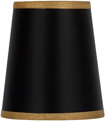 Upgradelights Black 4 Inch Chandelier Shade Wall Sconce Barrel Drum Gold Trim 3x4x4.5