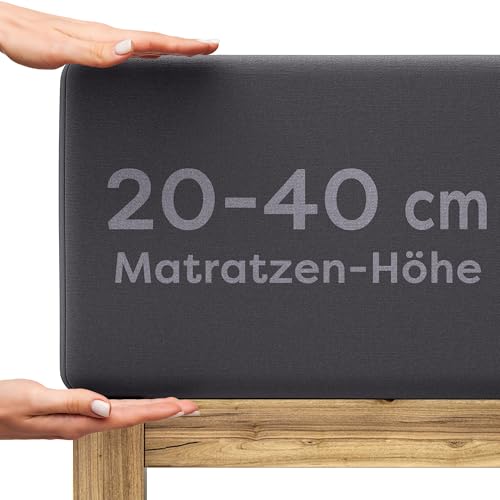 Wolkenfeld Spannbettlaken 140x200cm – 160x220cm – Premium Jersey Baumwolle mit 5% Lycra – Faltenfreies Bettlaken für hohe Matratzen bis 40 cm – Atmung