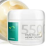 Naturenza Hemp Cream for Pain Relief 5500 Mg - Formulated for Back, Knee, Neck, Arthritis, Arm, Leg, Nerve & Joint Pain - Hemp Extract Remedy with Aloe Vera, Arnica, MSM, Menthol - Vegetarian Friendly