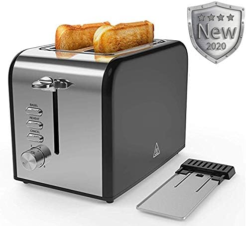 Toaster 2 Slice best rated prime Quickly Black Stainless Steel Bagel Toaster With 2 Wide Slots 6 Shade Settings and Removable Crumb Tray for Bread Waffles