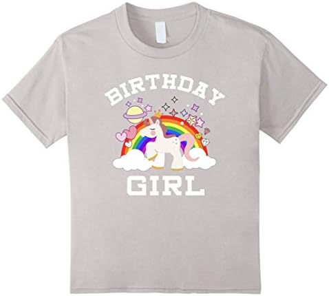 Kids Unicorn Birthday Girl Rainbow Fantasy Fairy Tale T-shirt 4 Silver