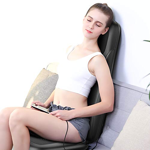 NURSAL Back and Neck Massager Shiatsu Massage Seat Cushion with Heat Function, Deep Kneading Self-Massager with Vibrations - Office, Home & Car