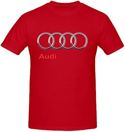ESWNX Men's Audi Car Logo O Neck Tshirt Red