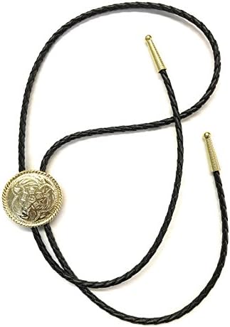 Round Goldtone Bolo Tie with Rope Edge