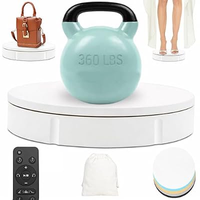 Prolee Rotating Display Stand 350lbs Capacity, 360 Degree Rotating Turntable 12 Inch, Turntable for Photography, Automatic Remote Control Display Platform with 5 Colour Surface Covers and Carry Bag