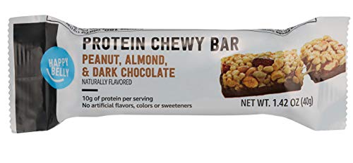 AMAZON GROCERY, PROTEIN CHEWY BARS, PEANUT, ALMOND & DARK CHOCOLATE FLAVOR, 7.1 OZ, 5 CT (PREVIOUSLY HAPPY BELLY, PACKAGING MAY VARY)